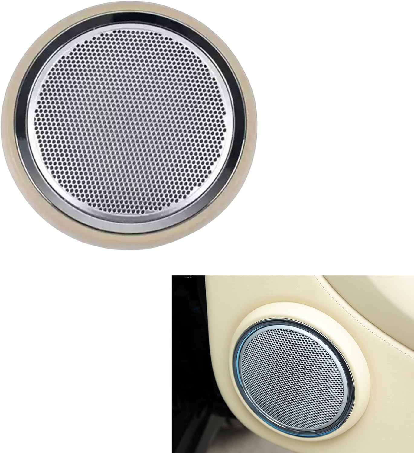 Interior Door Speaker Mesh Cover for Mini Cooper Good Wood R56 2009-2013 Light Beige