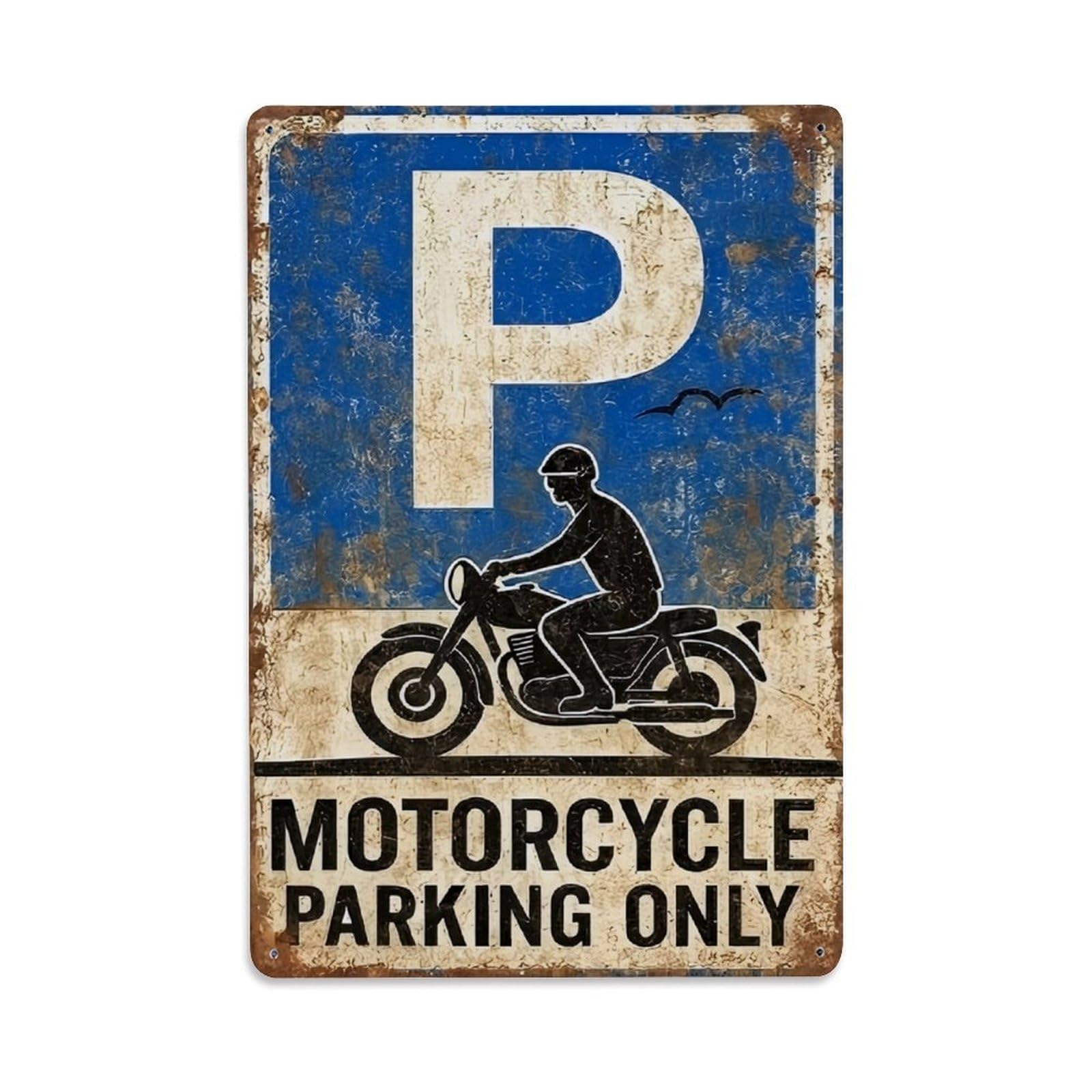 Vintage Motorcycle Parking Only Metal Sign Vintage Aluminium Metal Sign, Retro Wall Decor for Home, Bar, Garage & Farmhouse 30x20cm