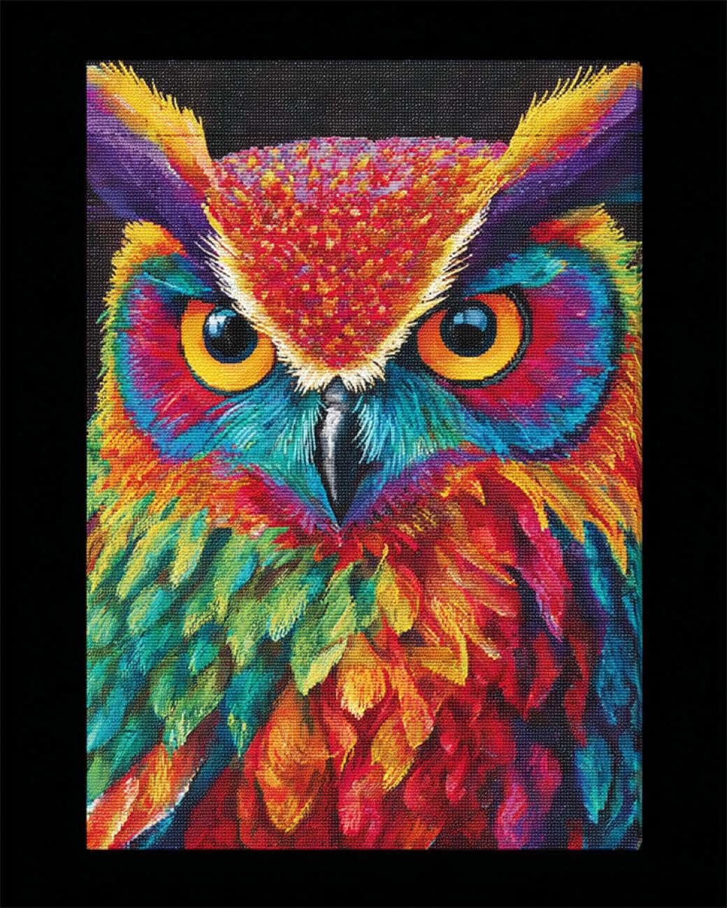 RKFLGEW DIY Bead Embroidery Kit Colorful Owl 30x40cm