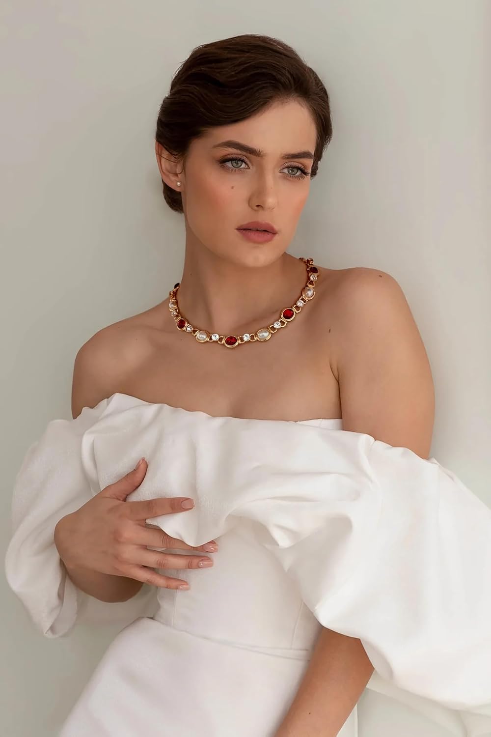 CLASSYZINT Imitation Pearl Necklace Vintage Pearl Choker Necklace Statement Necklaces Red Necklaces for Women - Image 3