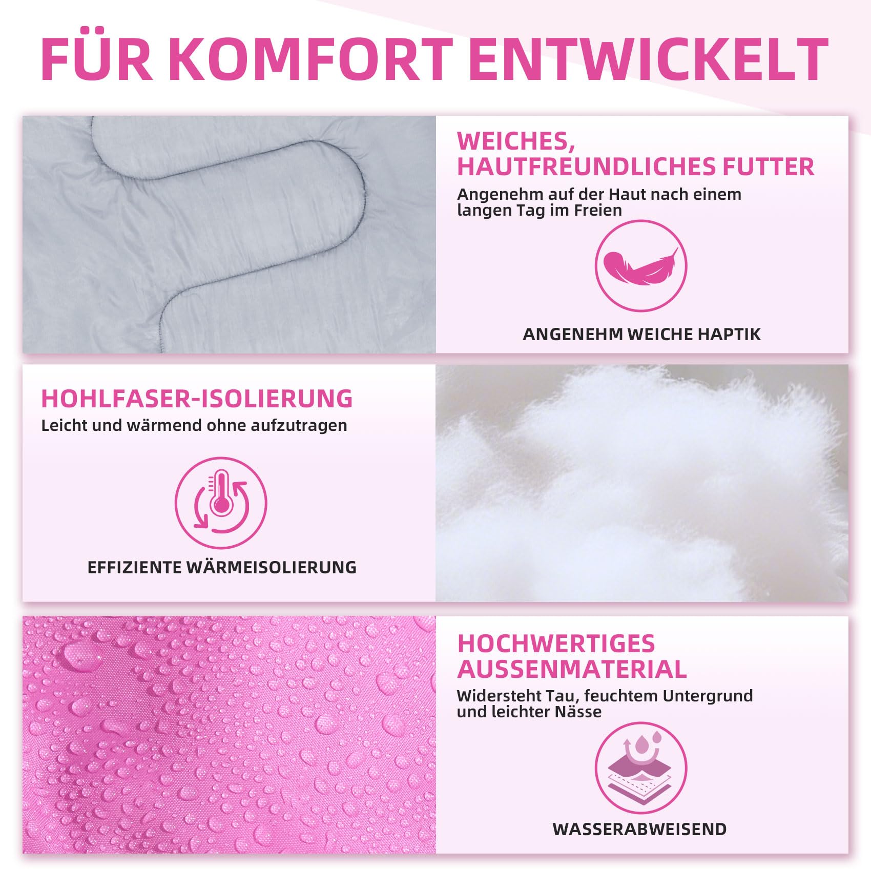 Clostnature Schlafsack Camping - Leichter Schlafsack für Erwachsene mit Kleines Packmaß, Kompakter Outdoor Schlafsäcke mit Kapuze, Deckenschlafsack für Bikepacking, Wandern, 3 Jahreszeiten