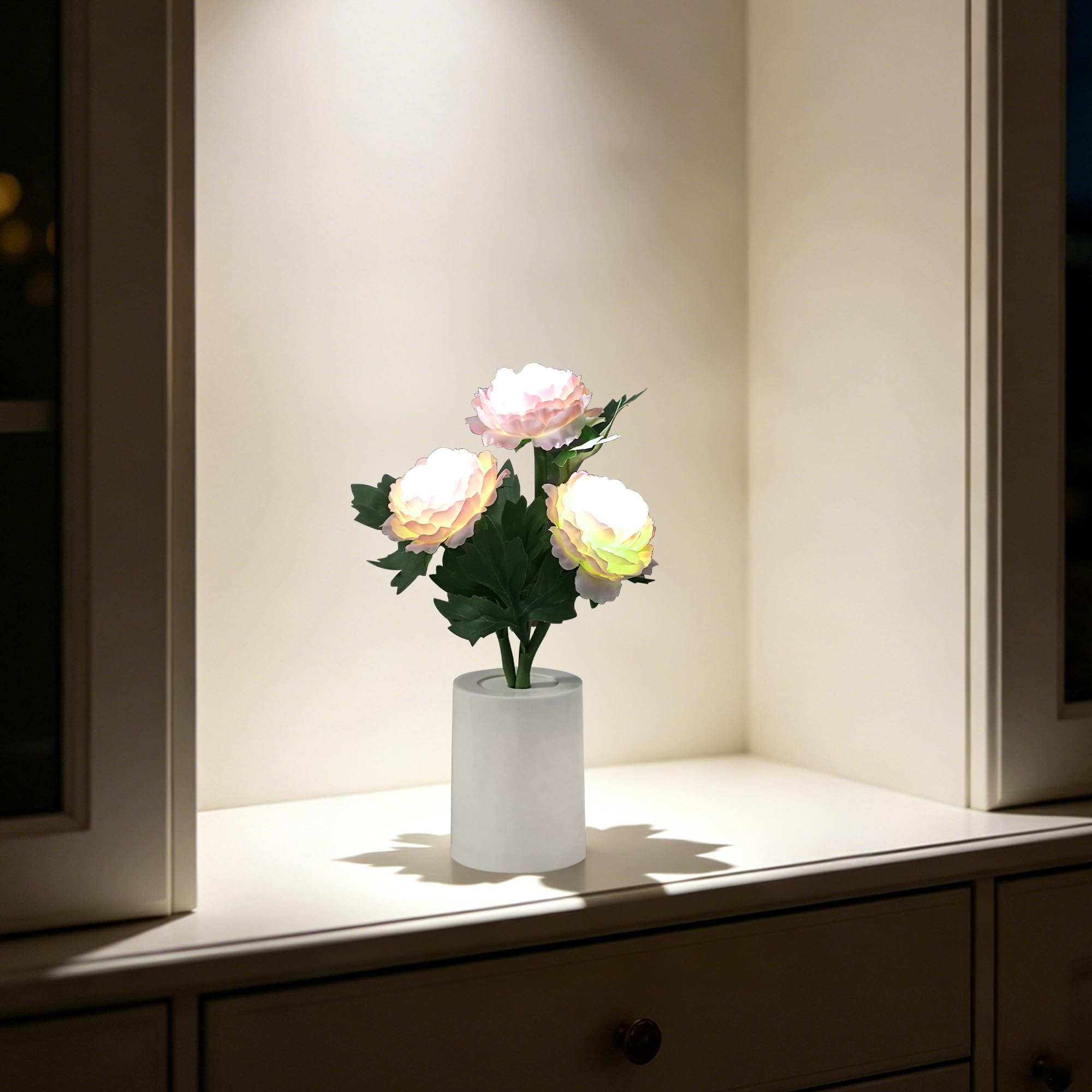 Artificial Pink Peony Flower Lamp, Home Decor Light Birthday Gifts for Women