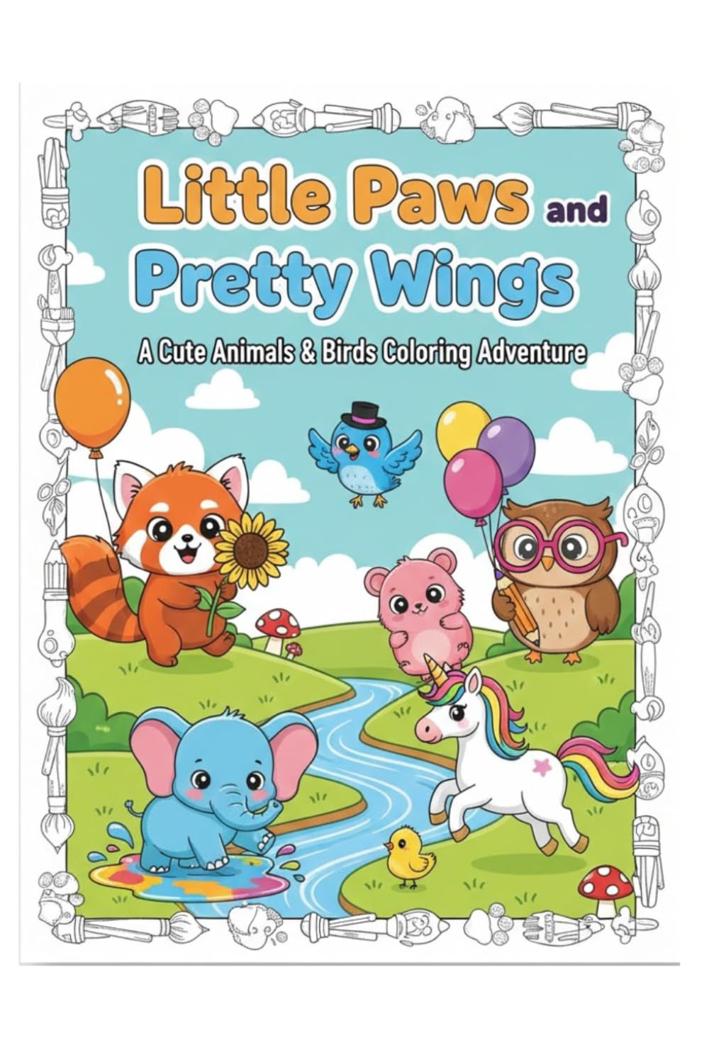 Little Paws and Pretty Wings: Bring Them to Life with Color: A Cute Animals and Birds Coloring Adventure!