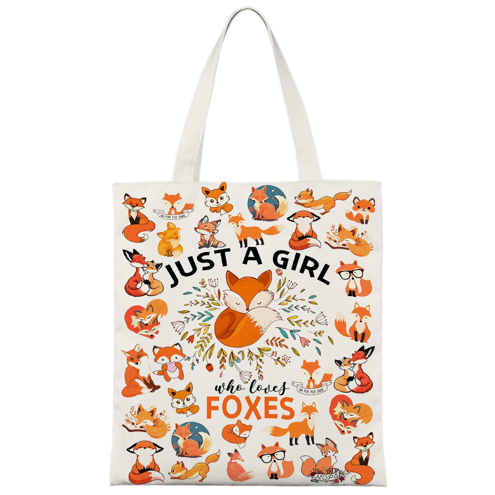 Leseogye Fox Tote Bag, Double-Sided Canvas Tote Bag, White Shopping Bags and Gifts for Fox Lovers