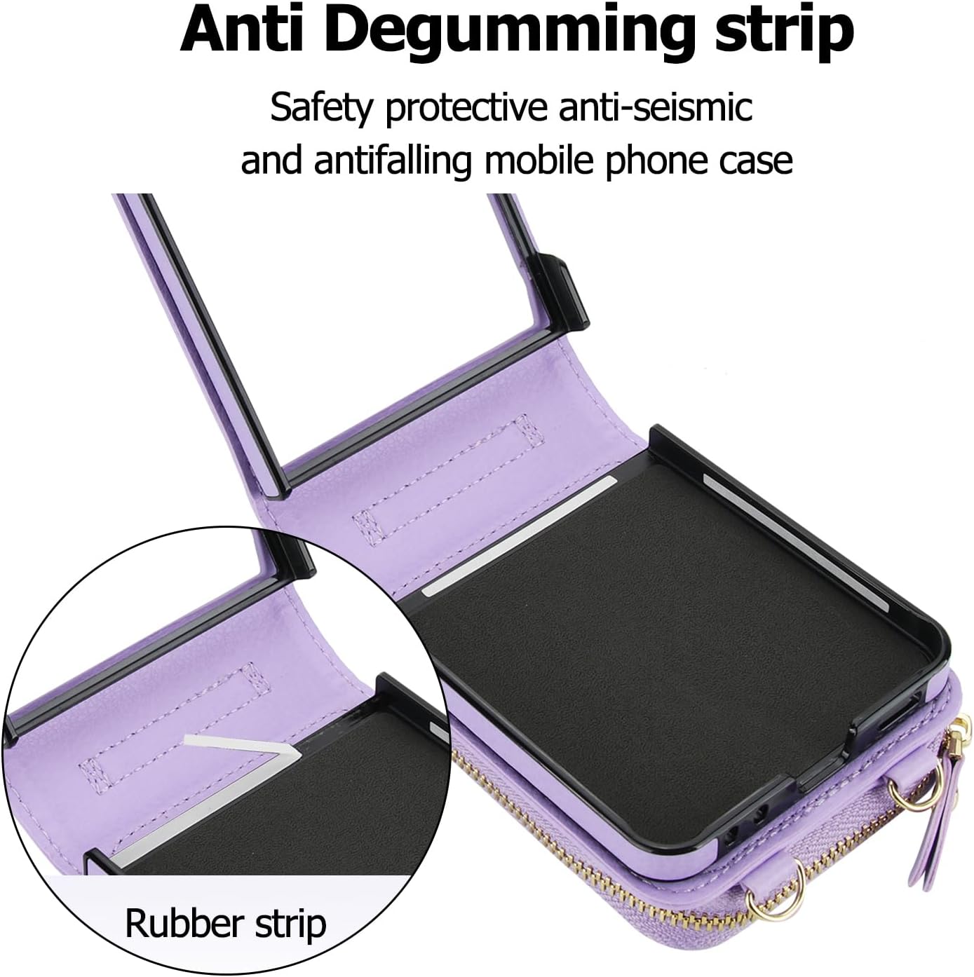 Asuwish Phone Case for Samsung Galaxy Z Flip 7 5G Wallet Cover with Credit Card Holder Zipper Slot Crossbody Strap Lanyard RFID Blocking Purse Cell ZFlip 7Z Z7 G Flip7 ZFlip7 Women Men Girls Purple
