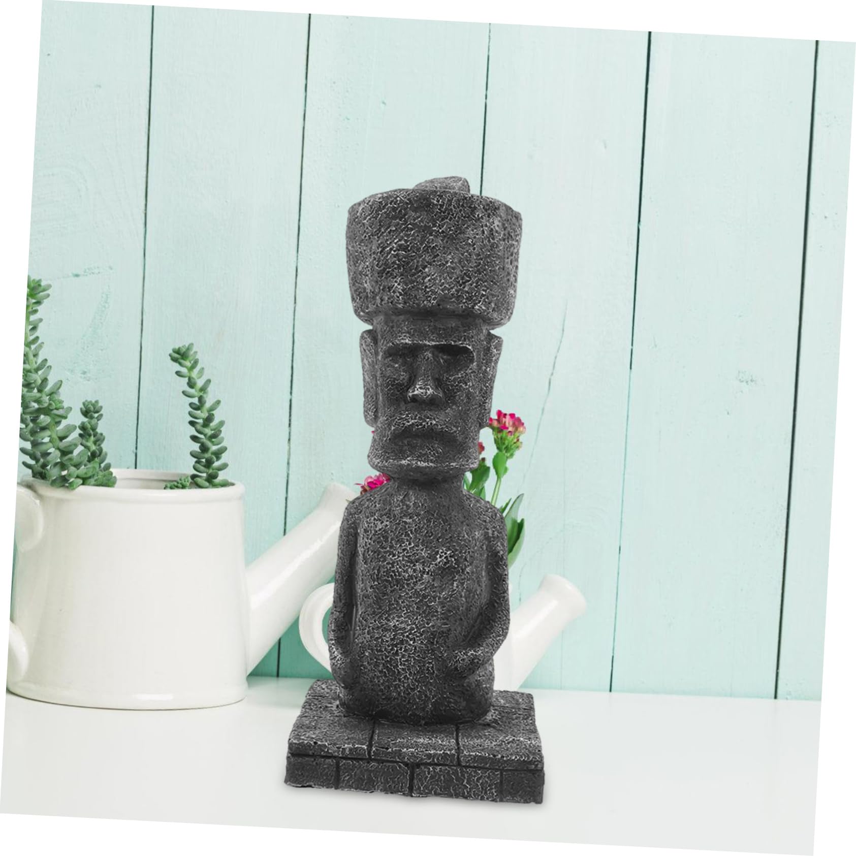 ULTECHNOVO Statua Moai Facile da Sistemare in Resina, Decorazione Antica Effetto Roccia Realistico Ornamento Paesaggistico per Acquario e Casa