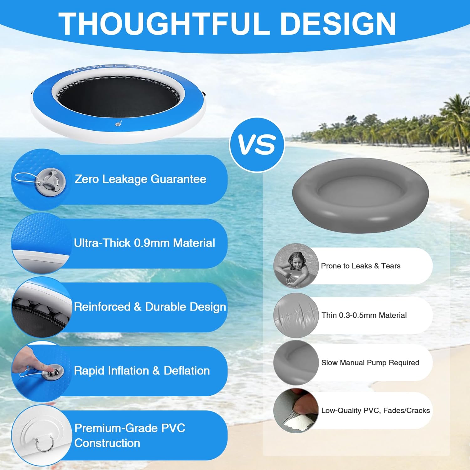 Inflatable Water Hammock Floating Dock, Round Float Ring for Summer Party, Heavy-Duty Raft Platform for Lakes Pools Oceans, Portable Lounger for Adults