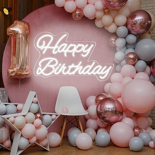 Miniatura 10 de Decorative Signage - 16.54x9.06in Acrylic Birthday Neon Sign, Warm Light, Reusable, USB Powered, Dimmable, Wall Mount, Includes Chain, Screws, Hooks