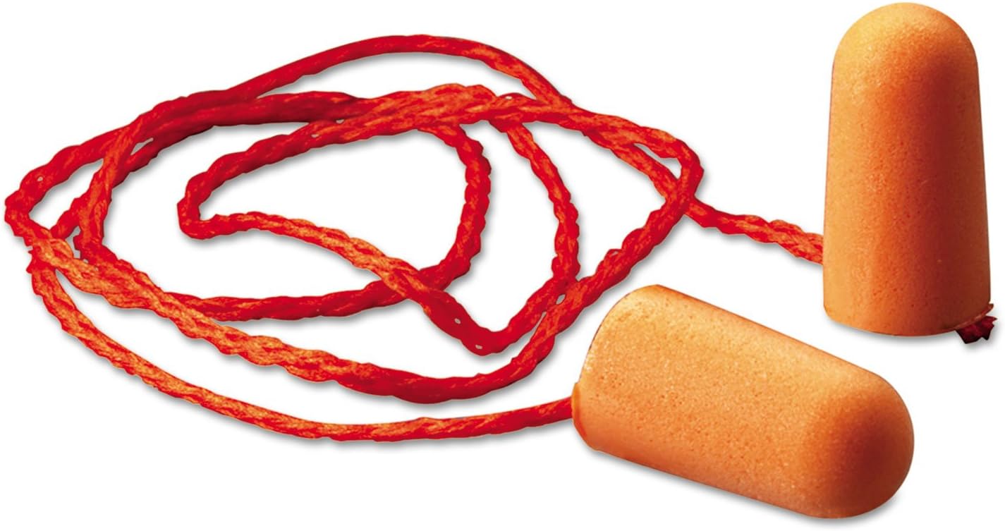 3M 1110 Tekk Protection Corded Foam Earplugs, Orange, 100-Pair