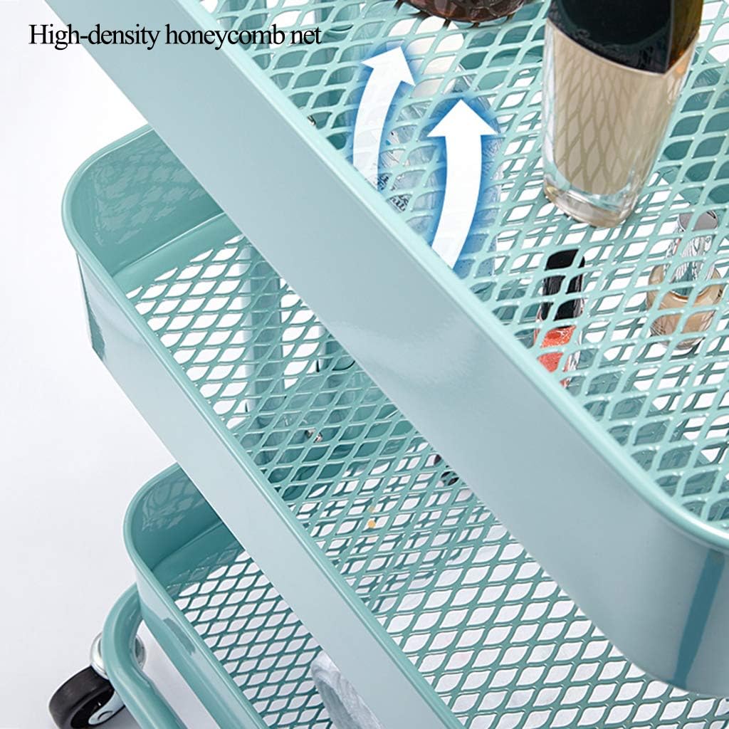 3/4 Layer Medical Trolley Cart Beauty Trolley Carbon Steel Assembly Trolley 90mm High Side White/Yellow/Blue/Black/Pink Environmentally Trolley (Yellow 4 layers)