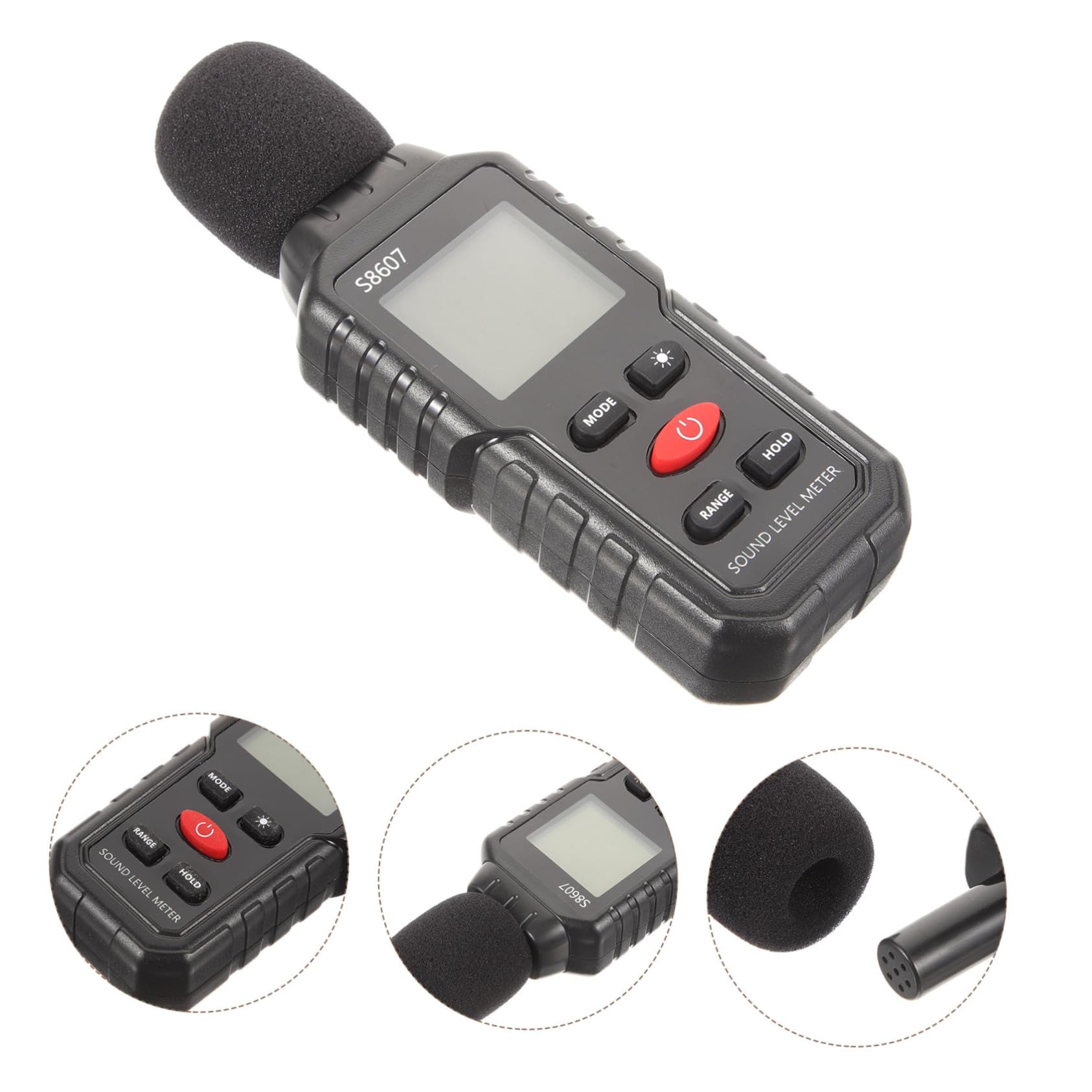 Fonometro Digitale Portatile Nero in Plastica, Misuratore di Decibel ad Alta Precisione, Leggero e Facile da Trasportare, 3 Batterie Aaa Incluse