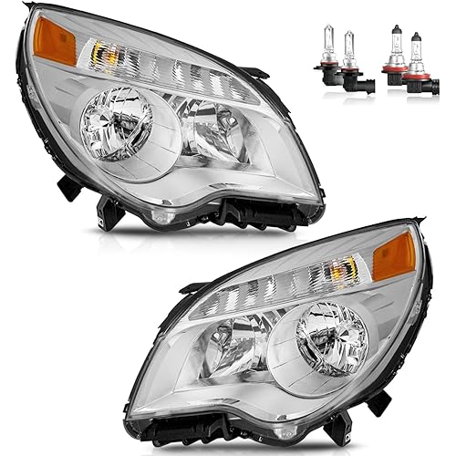 Headlights W/Bulbs for 2010-2015 Chevy Equinox LS/LT Model Headlamp Replacement Driver & Passenger Side
