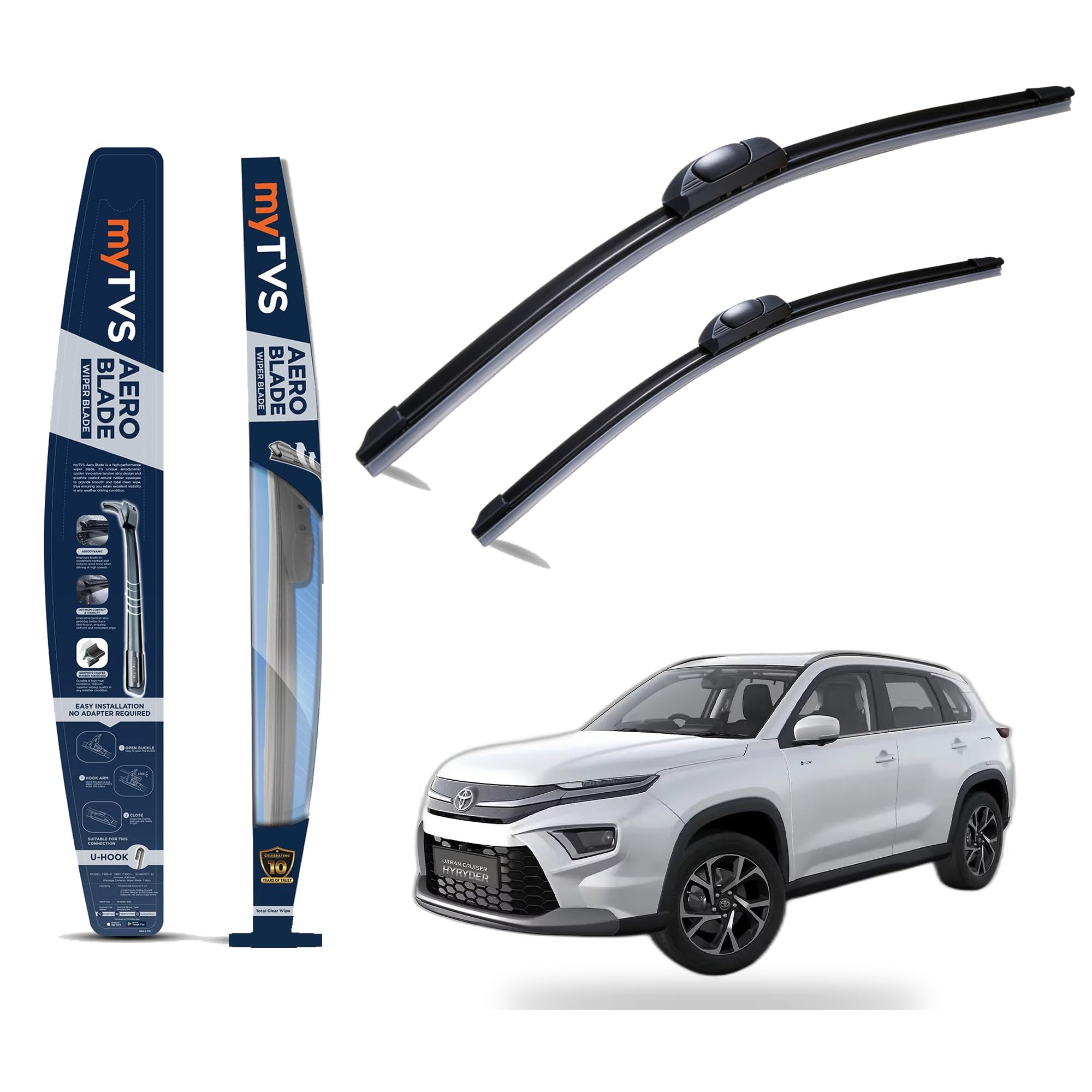 myTVS Frameless Car Wiper Blades for Toyota Urban Cruiser | Set of 2 (21"+18")-image-24