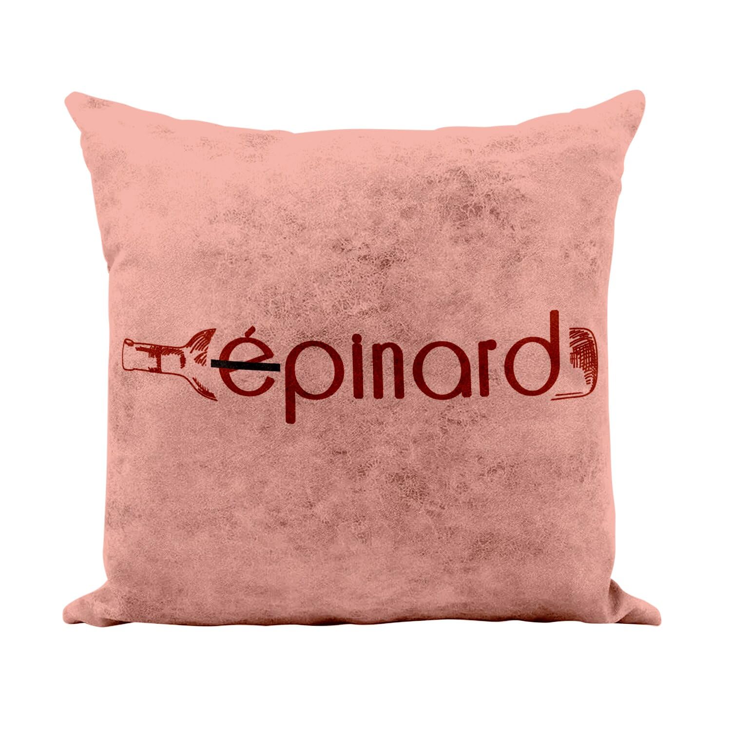 Coussin humour alcool rose 40x40 cm, parfait pour décorer un coin bar maison