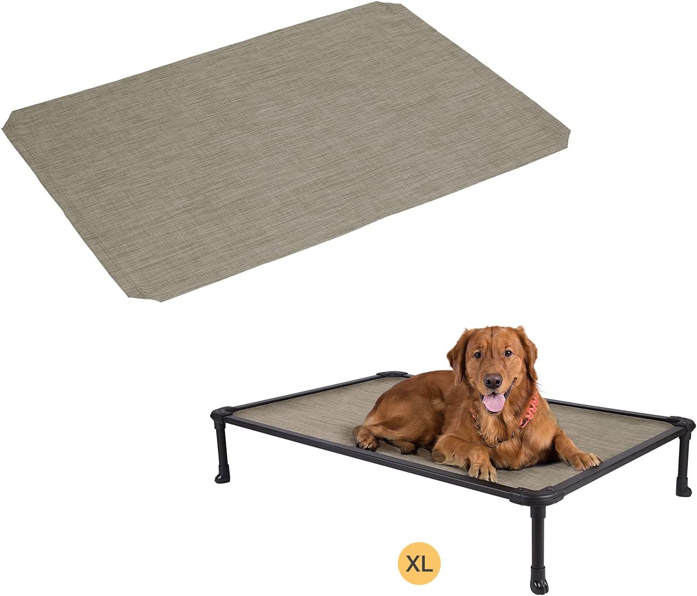 Veehoo Chew Proof Elevated Dog Bed Replacement Cover, Durable and Breathable Textilene Mesh Fabric, X-Large, Beige Coffee