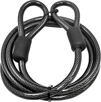 Lumintrail 12mm 1/2 inch Heavy-Duty Security Cable, Vinyl Coated Braided Steel with Sealed Looped Ends 4, 7, 10, 15 or 30 4-FT