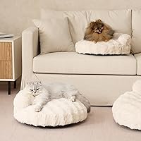 Vista 9 de EHEYCIGA Cama para perro de tamaño mediano, sofá esponjoso para perros pequeños con funda extraíble lavable, sofá para mascotas, impermeable y Crema