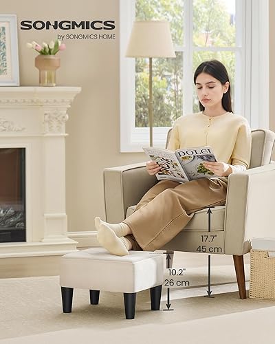 Miniatura 2 de SONGMICS Taburete para pies con patas, Otomán Taburete Pequeño, Asiento de Terciopelo con Cojín Grueso, para Sala de Estar, Dormitorio, Entrada,