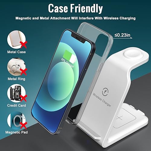Miniatura 6 de Estación de carga para iPhone, múltiples dispositivos Apple, estación de carga 3 en 1, estación de carga de iPhone para iWatch Series 7, 6, SE, 5,