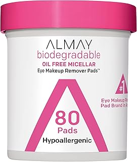 Makeup Remover Pads by Almay, Biodegradable Oil Free Micellar, Hypoallergenic, Cruelty Free, Fragrance Free Cleansing Wipe...