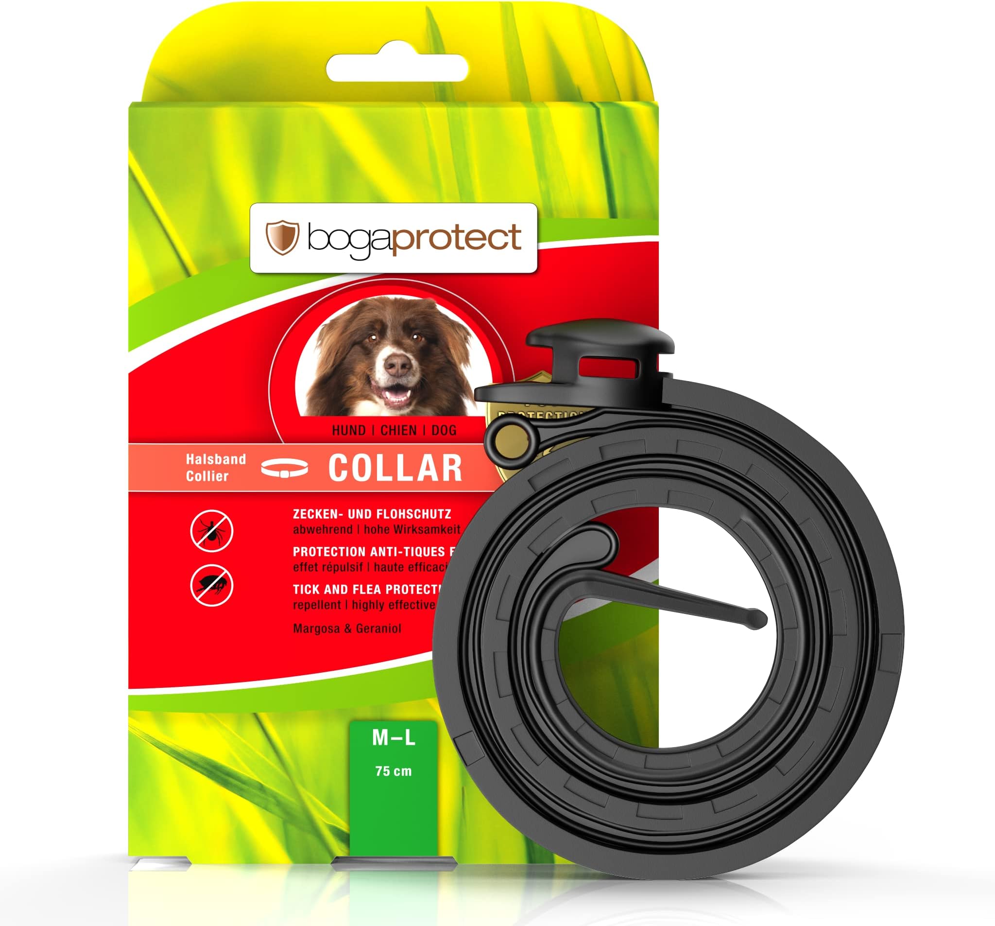 bogaprotect Collar for dogs, tick agent, flea protection, tick protection, up to 12 weeks, preventative protection against ticks and fleas, active ingredient based on plant-based