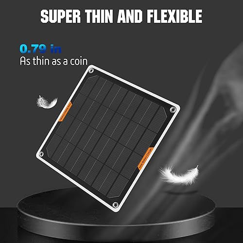 Miniatura 4 de OYMSAE Cargador de batería solar de 12 V, mantenedor de batería solar impermeable de 5 W, cargador de panel solar portátil con controlador mejorado