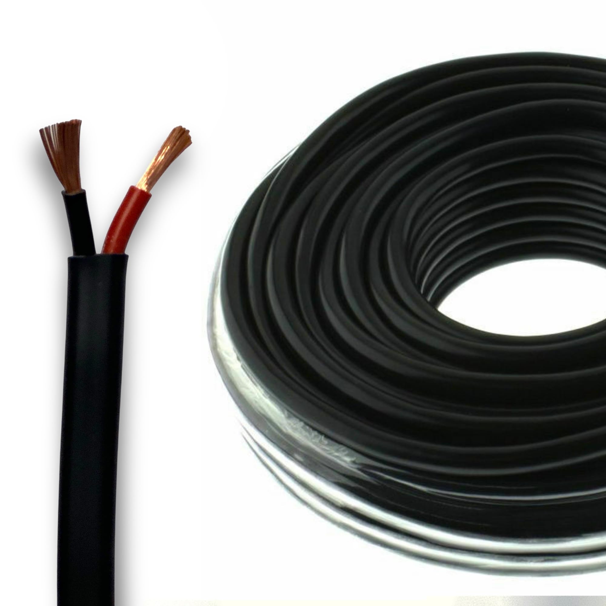 BMF DIRECT Flat Twin 2 Core Cable Pure Copper 12V/24V - Thin Wall Automotive Wire (1.0mm² 16.5A, 10m Coil)