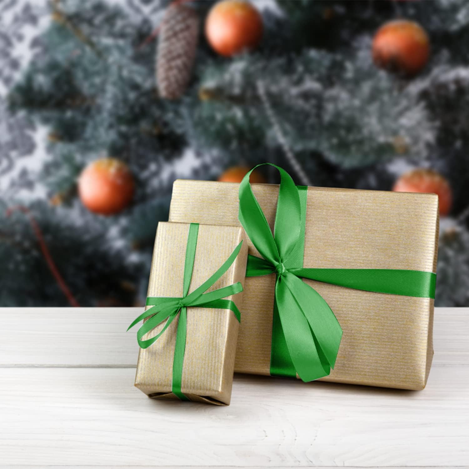 3 Pièces Ruban Cadeau En Polyester, 3 Mm Ruban De Satin Vert