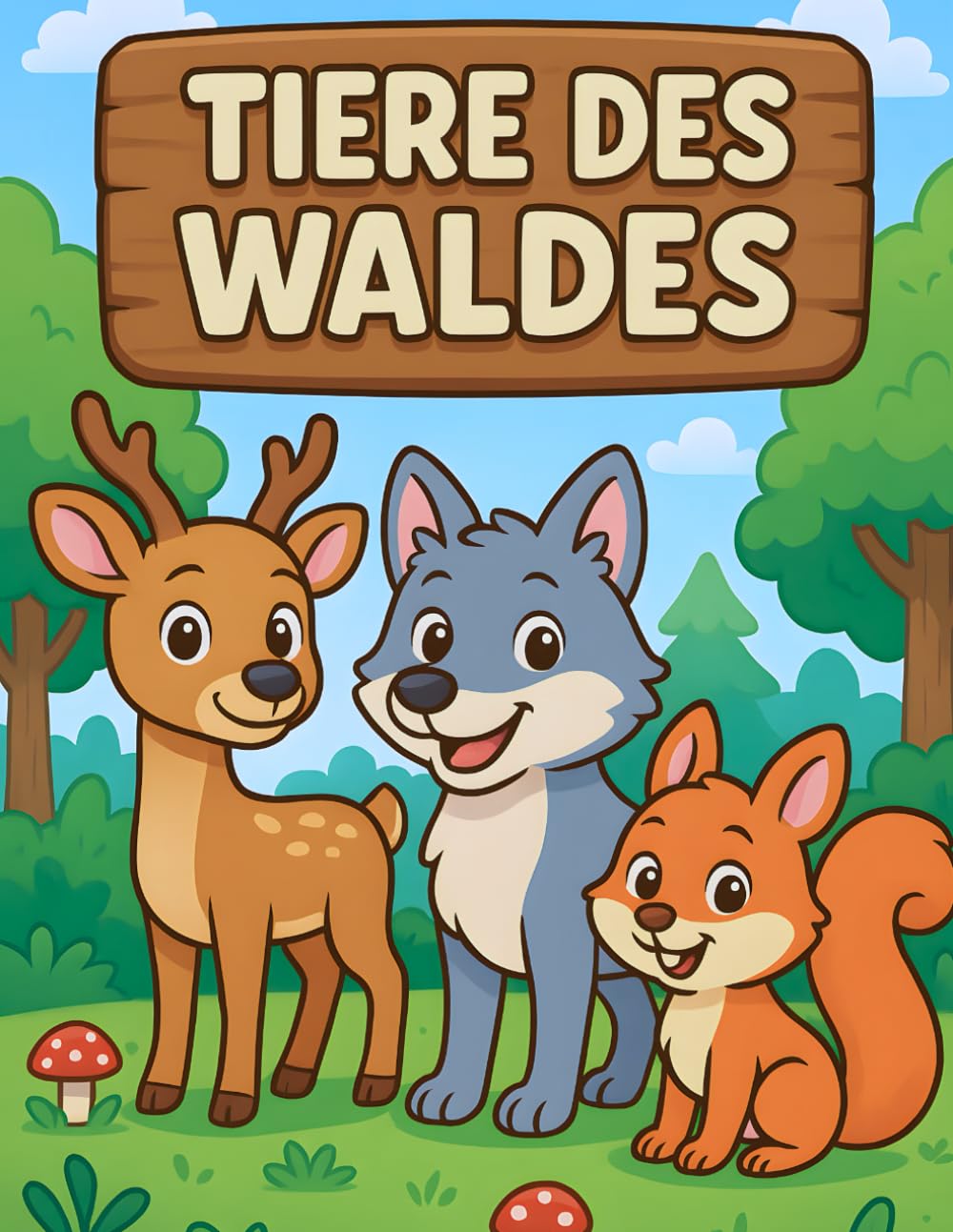 Tiere des Waldes: Lustiges Ausmalbuch mit süßen Waldtieren - 32 liebevoll gestaltete Ausmalbilder für Kinder (C. Kauffel Creative Works - Malbücher für Kinder)