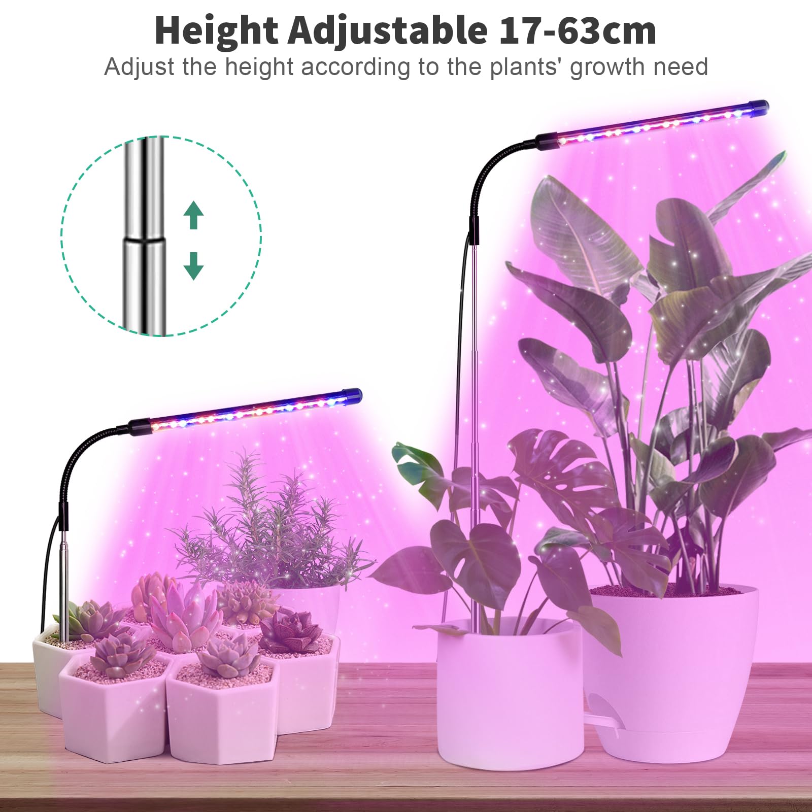 Lampe Pour Plantes GUHAOOL - 2 Lampes LED Spectre Complet - Minuterie 3/9/12h - Hauteur Réglable