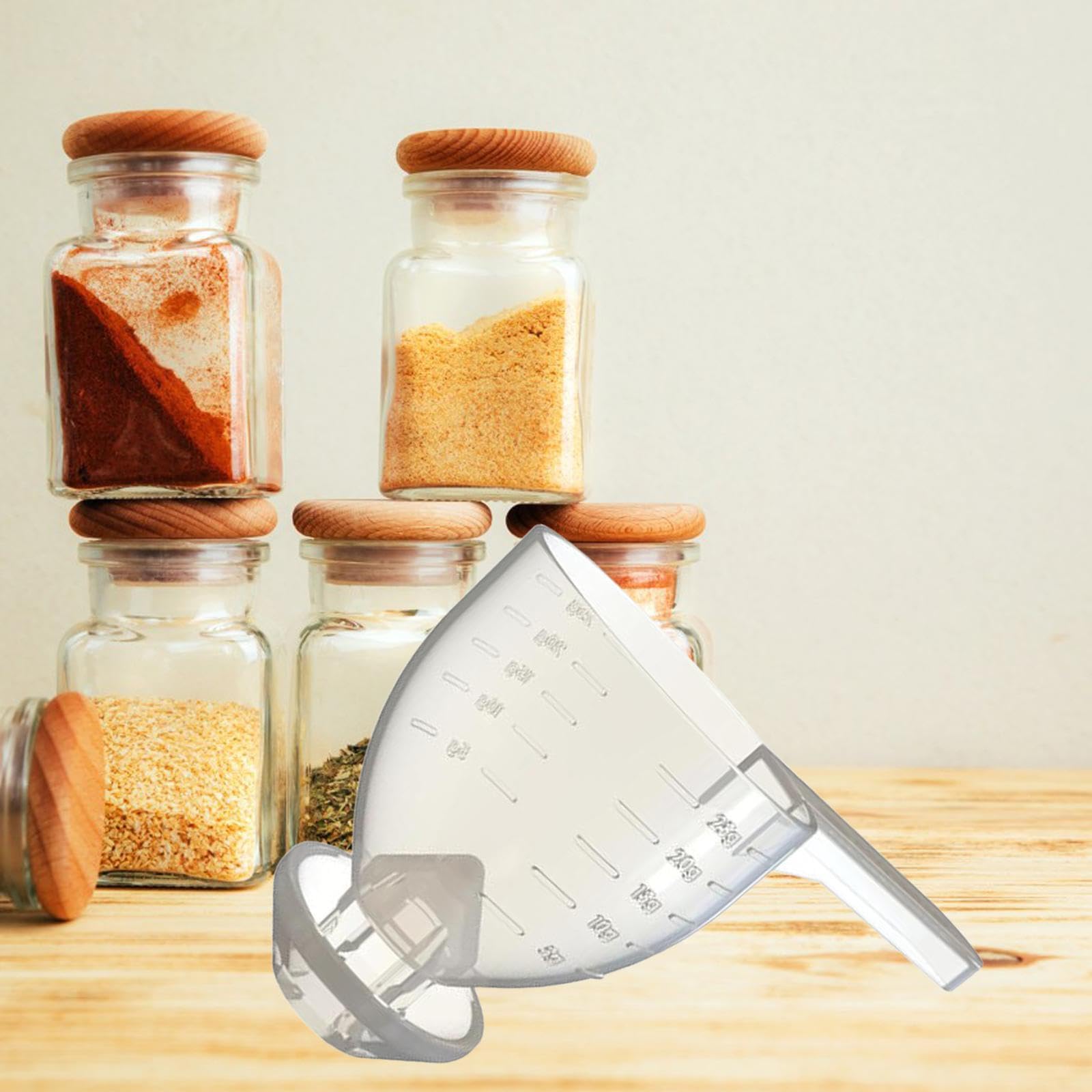 Baoblaze 3 Dosatori con Graduata, Strumento di Misurazione Professionale Multiuso per La Cucina, Imbuto per Polveri, Ideale per Campeggio E per Co, 5 pezzi