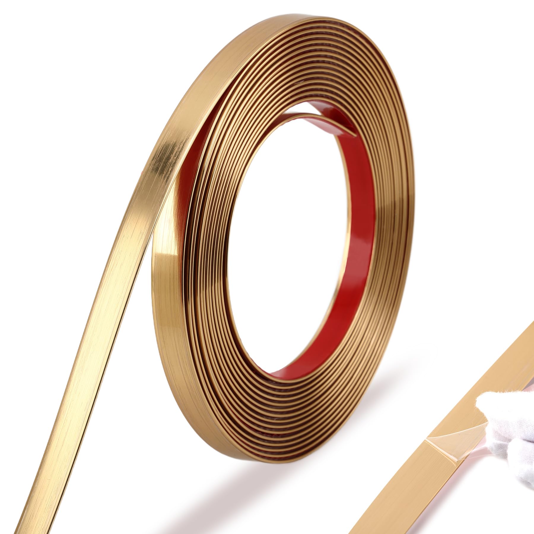 Trimold Brushed Gold Molding Trim Peel and Stick, Flexible Mirror Border Design, Wall Ceiling Floor Cabinet Tile Edge Moulding, 5m x 2cm — image 1
