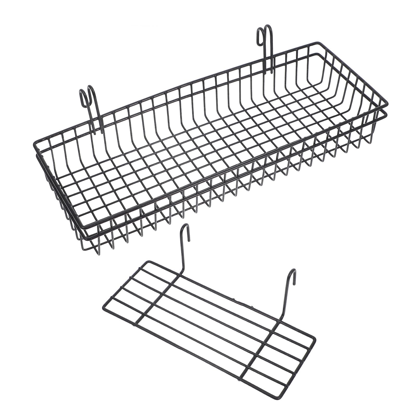 Estante colgante de alambre negro BESPORTBLE grande bandeja de almacenamiento de pared 2 uds