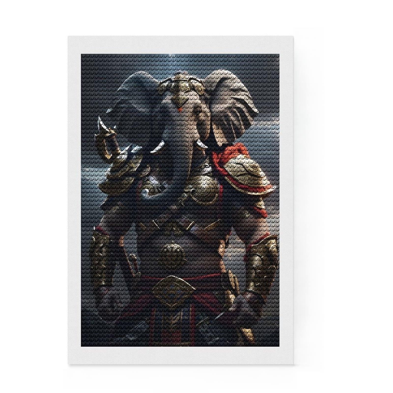 Junmoney Elephant Armor Kingdom Round Drill Diamond Painting 8"x12", Fun Craft Experience, Modern Decor, for Craft Lovers, Holiday Gift Idea