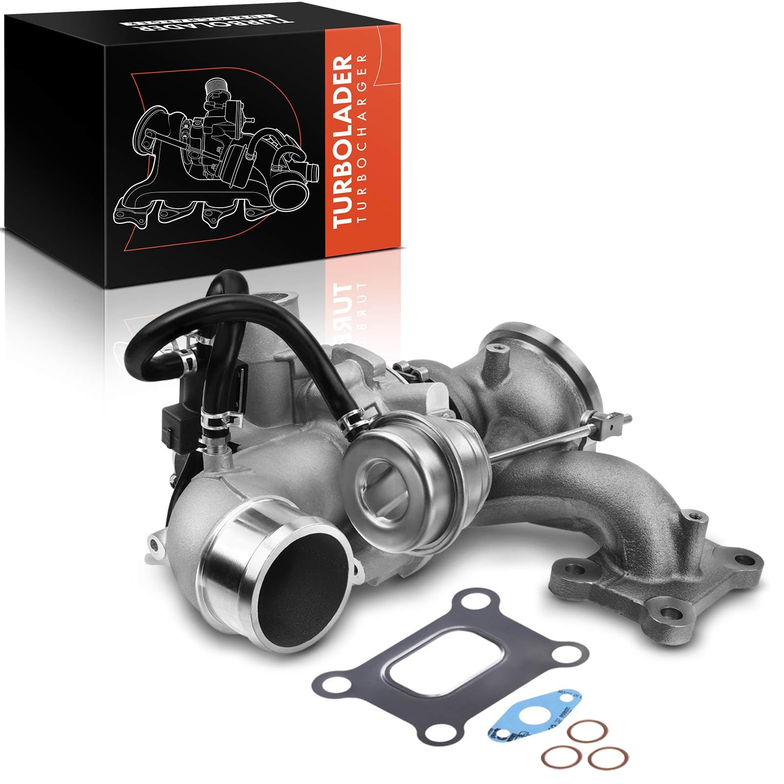 Frankberg Turbocompresor de escape de gases con juntas gasolina | Compatible con: Enfoque III, CD Mondeo V Sedán, Mondeo V Tournament CF, Galaxy CK, Torneo Focus III