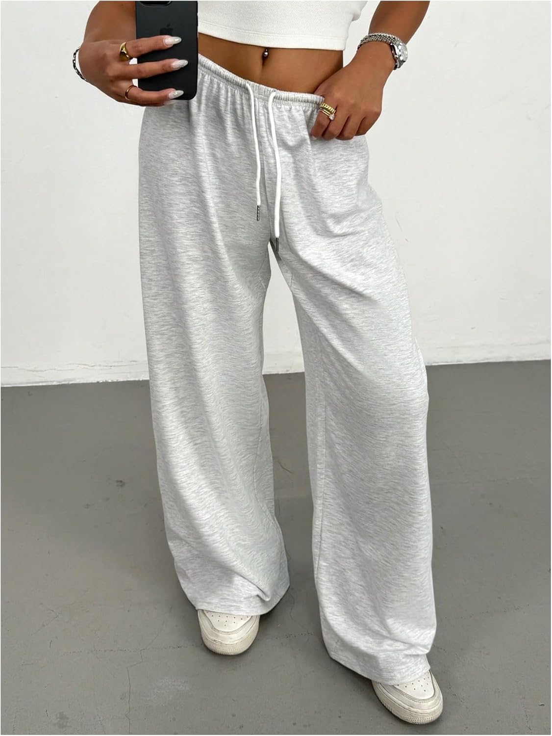 SOLY HUX Women's Drawstring Baggy Sweatpants Elastic Waist Wide Leg Casual Pants - Image 4