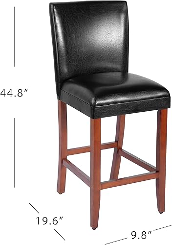 Miniatura 27 de Homepop Decoración del hogar | Taburetes de bar clásicos de altura de mostrador | Taburetes de bar de piel sintética de 24 pulgadas | Muebles
