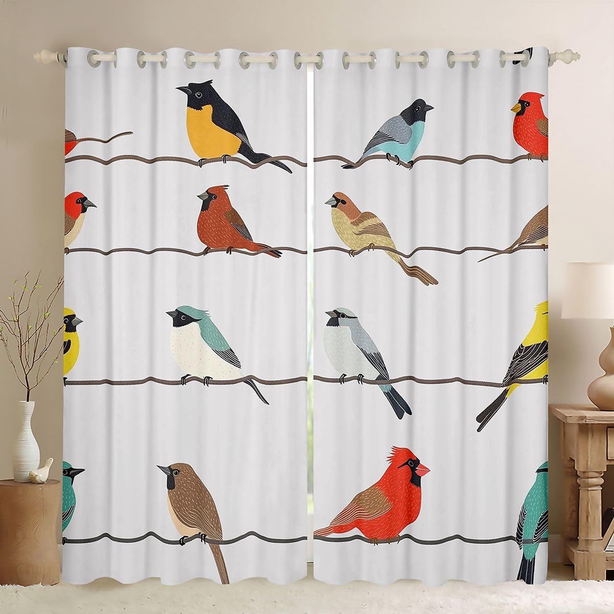 Rideaux voilage oiseaux mignons pour illuminer le salon familial