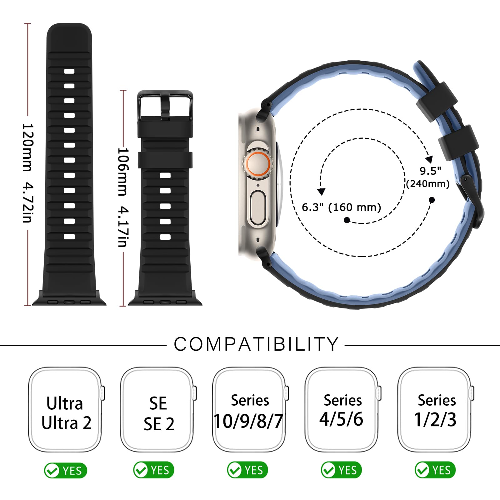 Tasikar Bands Compatible with Apple Watch Band 49mm 46mm 45mm 44mm 42mm Men Women Soft Silicone Breathable Replacement Bands for iWatch Ultra 3 2 1 SE Series 11 10 9 8 7 6 5 4 3 2 1 - Image 3