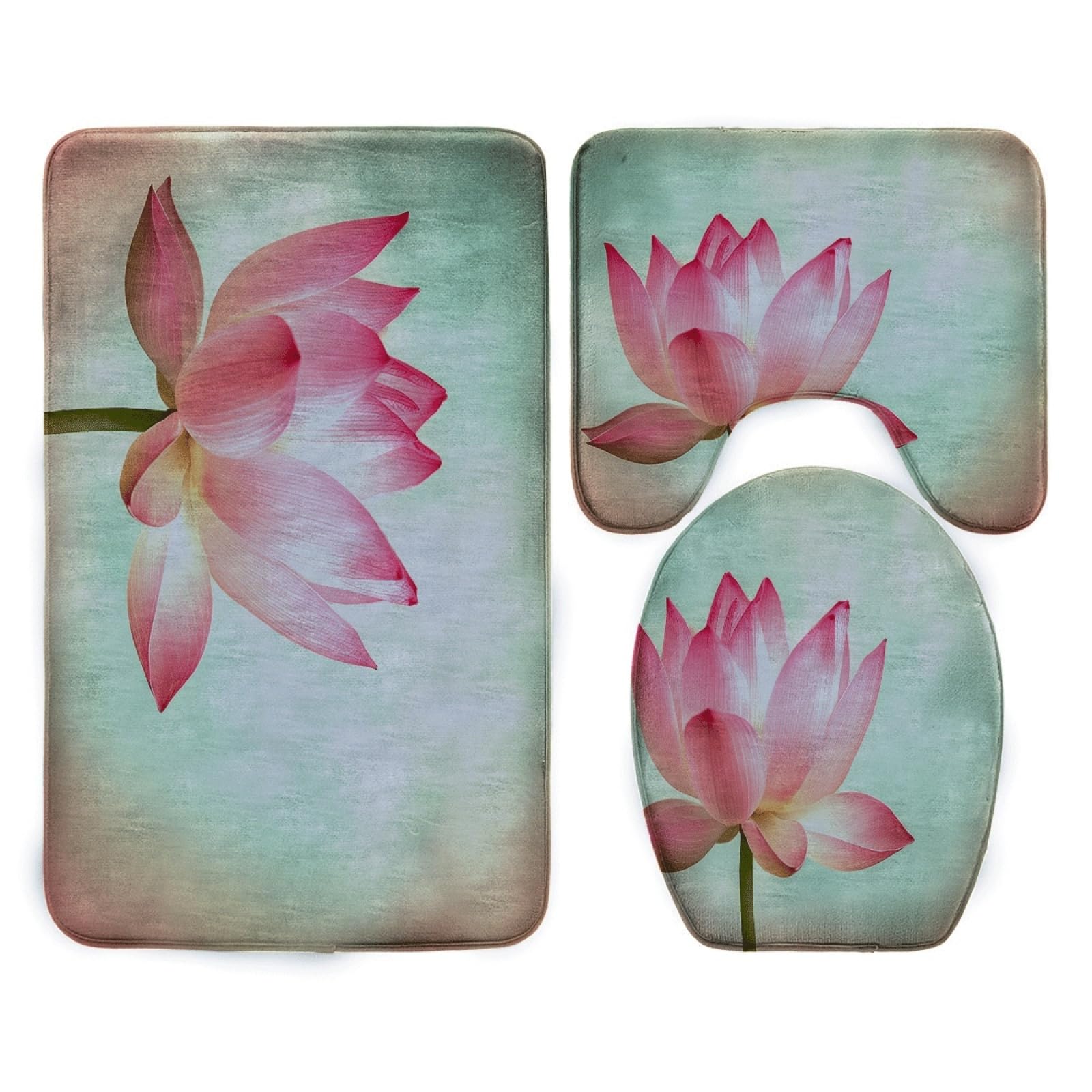 Tapis rug antiderapant bath mat lavable 45x75cm set de toilette forme de u vert