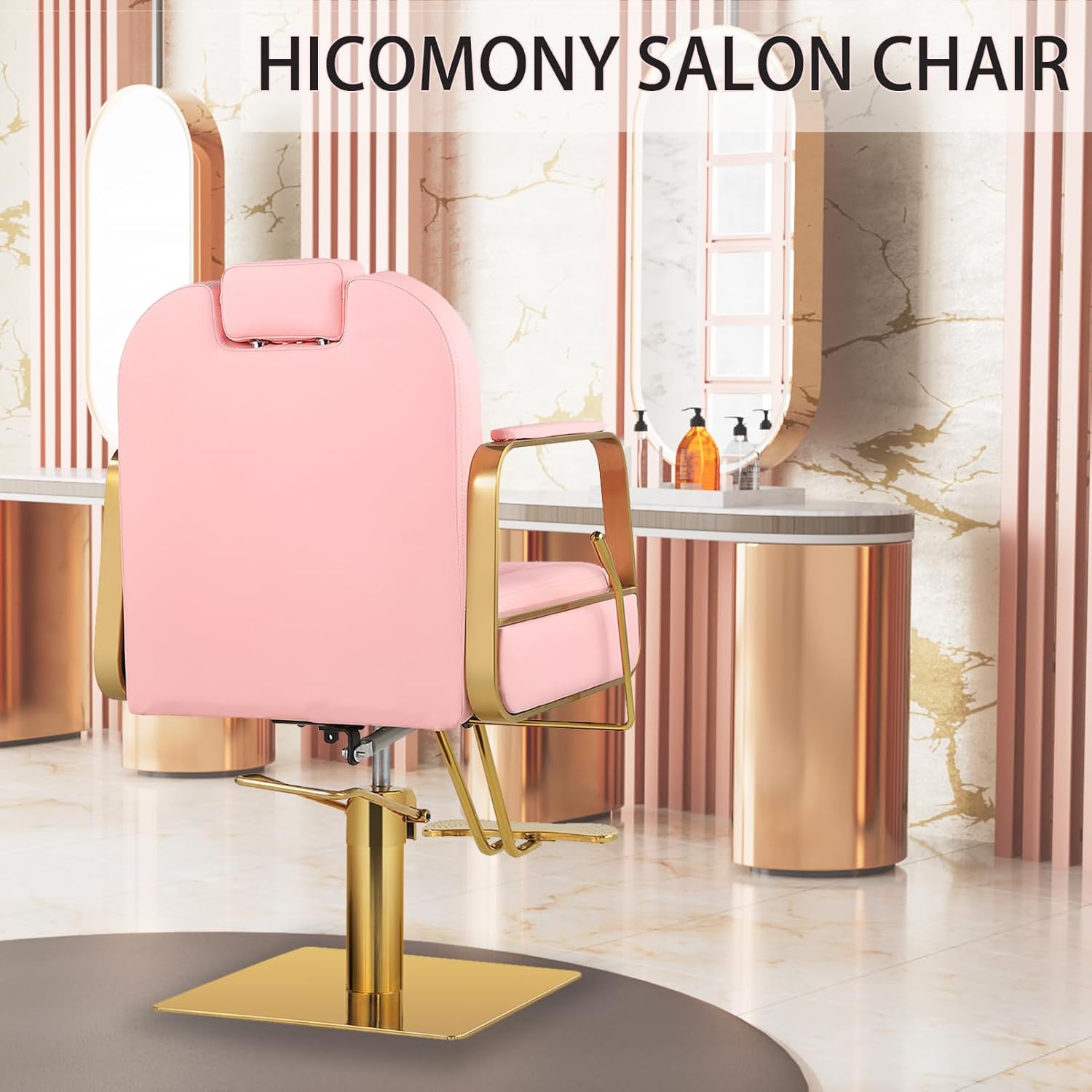 Hicomony Pink Hair Stylist Chair Barber Chairs Salon Chair For