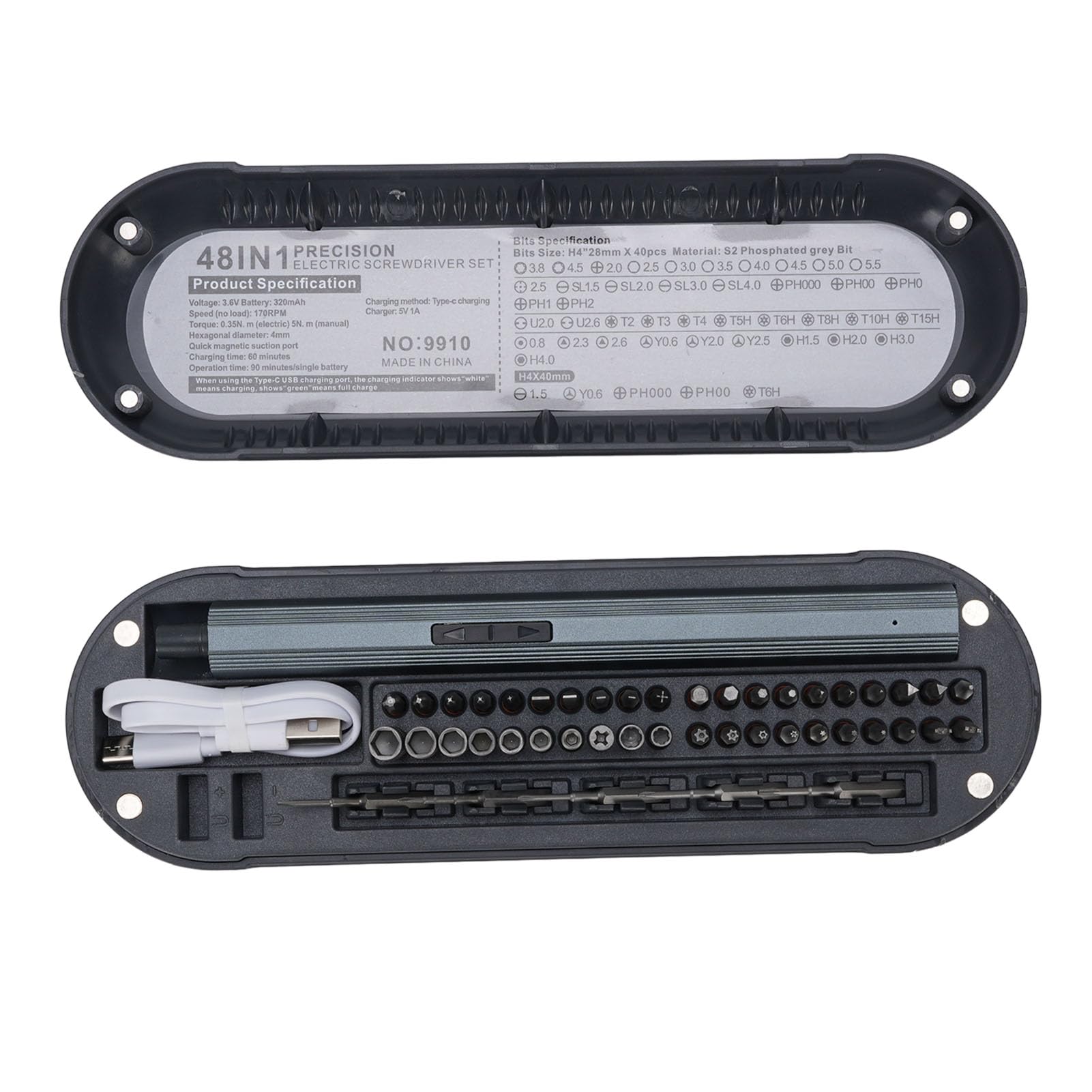 Cacciavite elettrico Cacciavite ricaricabile senza fili con luce a LED con batteria da 45 bit 200r / min 320mAh per riparazione elettronica domestica Smartphone portatile
