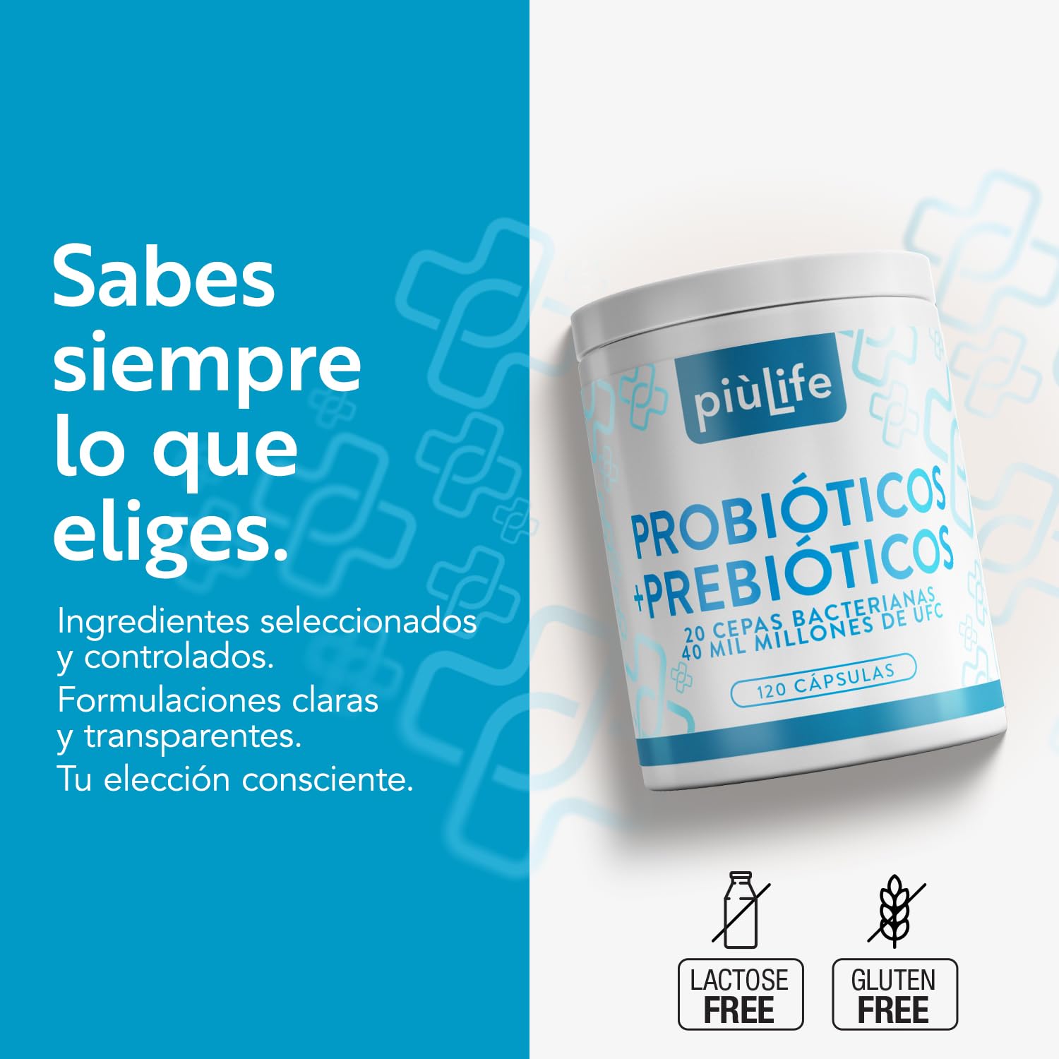 Probioticos Y Prebioticos Intestinales PiùLife, 240 Cápsulas