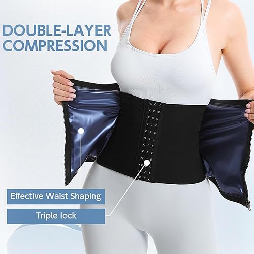 Miniatura 4 de Vigorix Entrenador de cintura para mujer, corsé de entrenamiento de cintura, banda de sudor para pérdida de peso abdominal, cinturón de ejercicio de