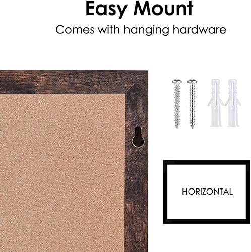 Miniatura 3 de TORASO Pizarra magnética con calendario, tablero de anuncios combinado de 18 x 22 pulgadas, pizarra de anuncios con marco marrón nogal (ZHHB-BN-4555)