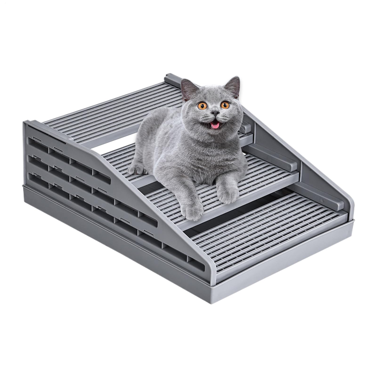 Mata pod kuwetę Odłączana, Antypoślizgowa, Przeciwrozpryskowa | Schodki dla Kota, Mata Pod Kuwetę Dla wzbogacenia kociąt, do użytku w salonie, sypialni, łazience, na balkonie, w klatce