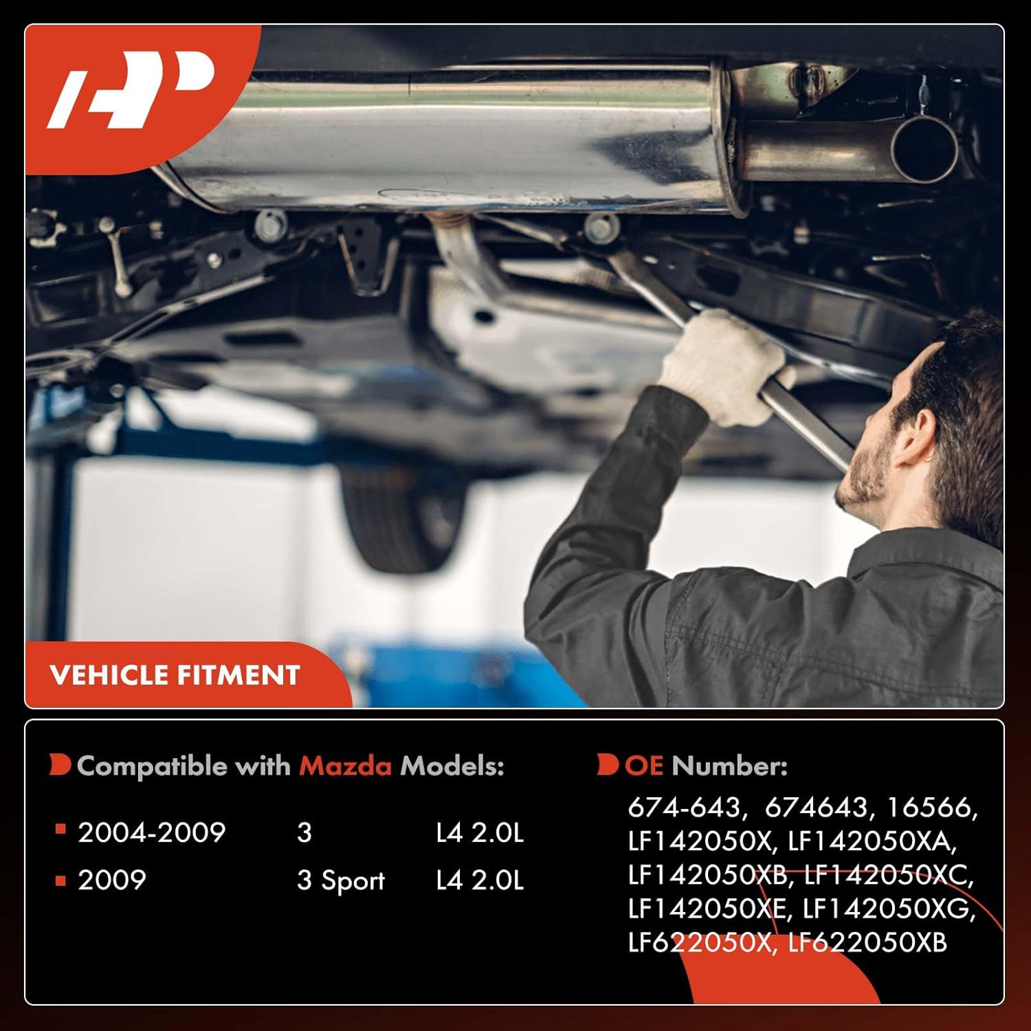 A-Premium Front Left Exhaust Manifold Catalytic Converter Kit Direct-Fit Compatible with Mazda 3 2004-2009 2.0L, 3 Sport 2009 2.0L, EPA Compliant, Replace# LF622050XB