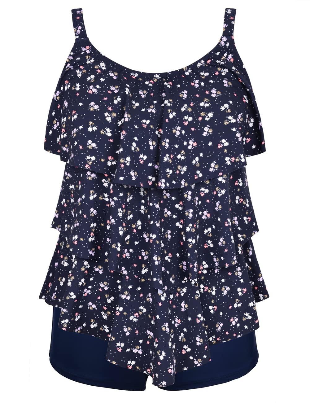Septangle Ladies Bathing Suits Two Piece Tankini Swimsuits Tummy Hide Slimming Modest Layered Swimwear Plus Size,Navy Blu... - Review, Price and Buying Guide