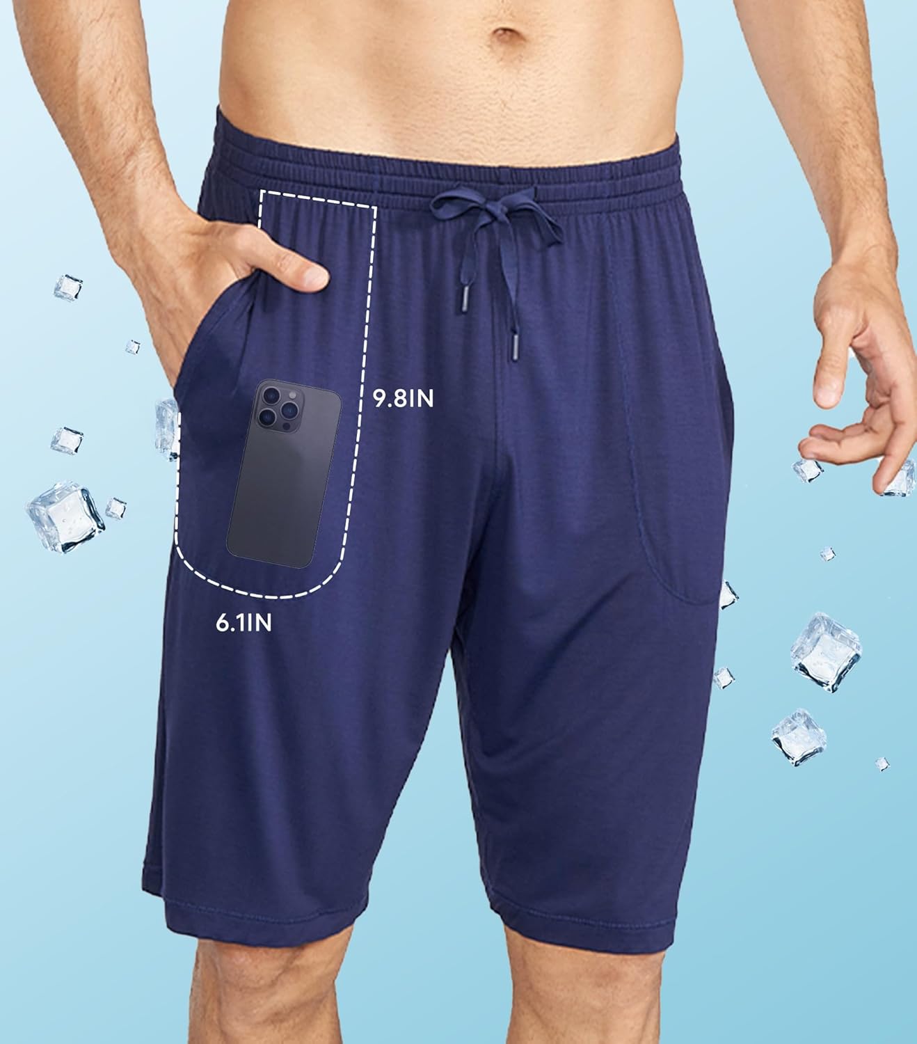 DAVID ARCHY Mens Pajama Shorts Bamboo Rayon Sleep Shorts Soft Comfy Breathable Lounge Pants with Pockets 2 Pack - Image 3