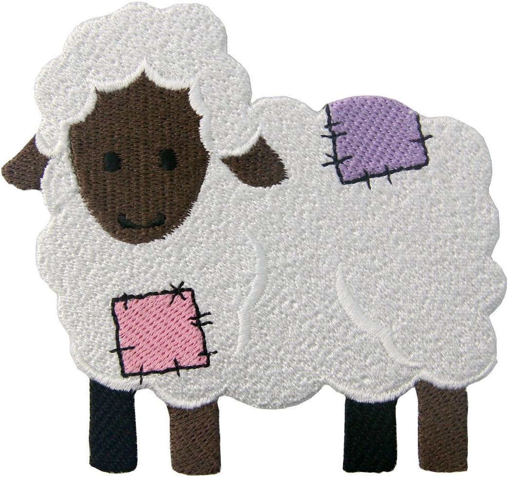 Rocking Planet Sheep Patch Embroidered Applique Iron On Sew On Emblem - 1 Piece - Rectangular - 3.75 x 3 inches